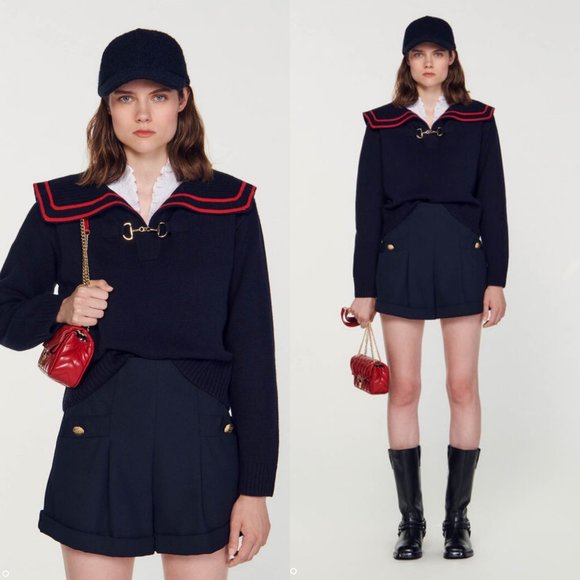 SANDRO williams wool sweater with an open collar - Picture 1 of 12